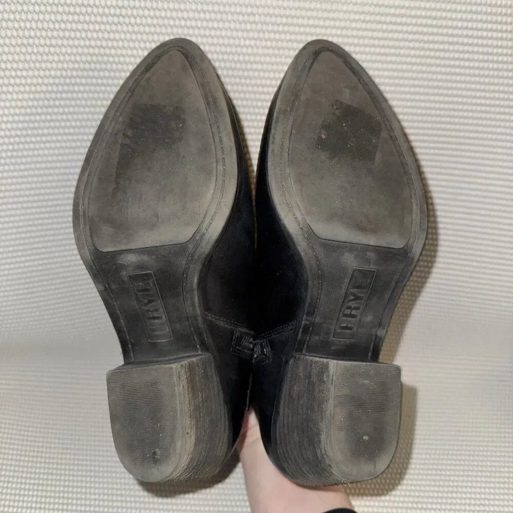 FRYE Judith Black Leather Zip Heeled Casual Ankle Bootie Boots Womens Size 7M